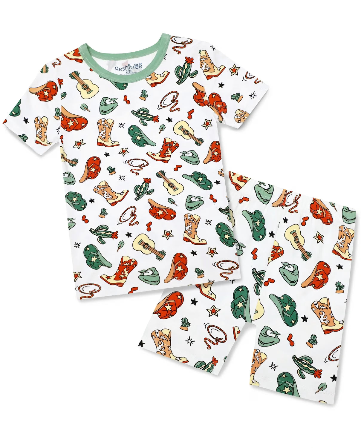 Howdy Cowboy Short Two-Piece Pajama Set, howdy cowboy bamboo short two piece pajama set main
