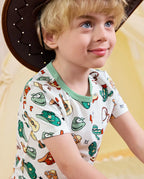 Howdy Cowboy Short Two-Piece Pajama Set, howdy cowboy bamboo short two piece pjs lifestyle 06