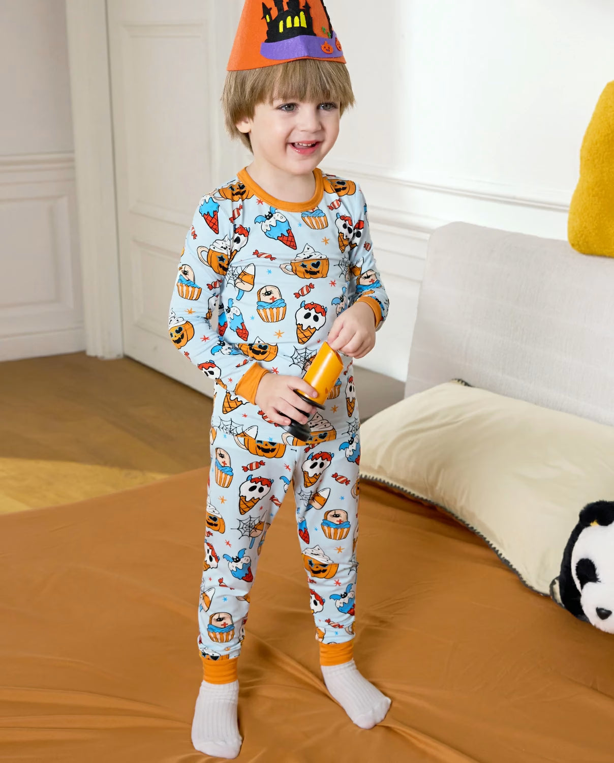 I Scream! Long Two-Piece Pajama Set, i scream club bamboo two piece pjs lifestyle 7