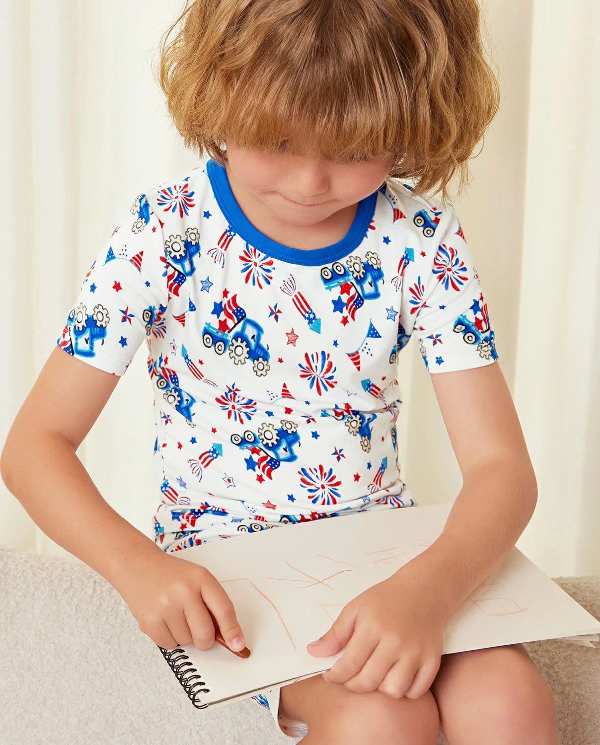 Independence Night Short Two-Piece Pajama Set, independence night bamboo long two piece pjs lifestyle 02