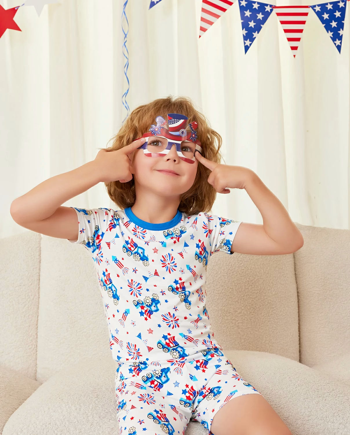 Independence Night Short Two-Piece Pajama Set, independence night bamboo long two piece pjs lifestyle 03