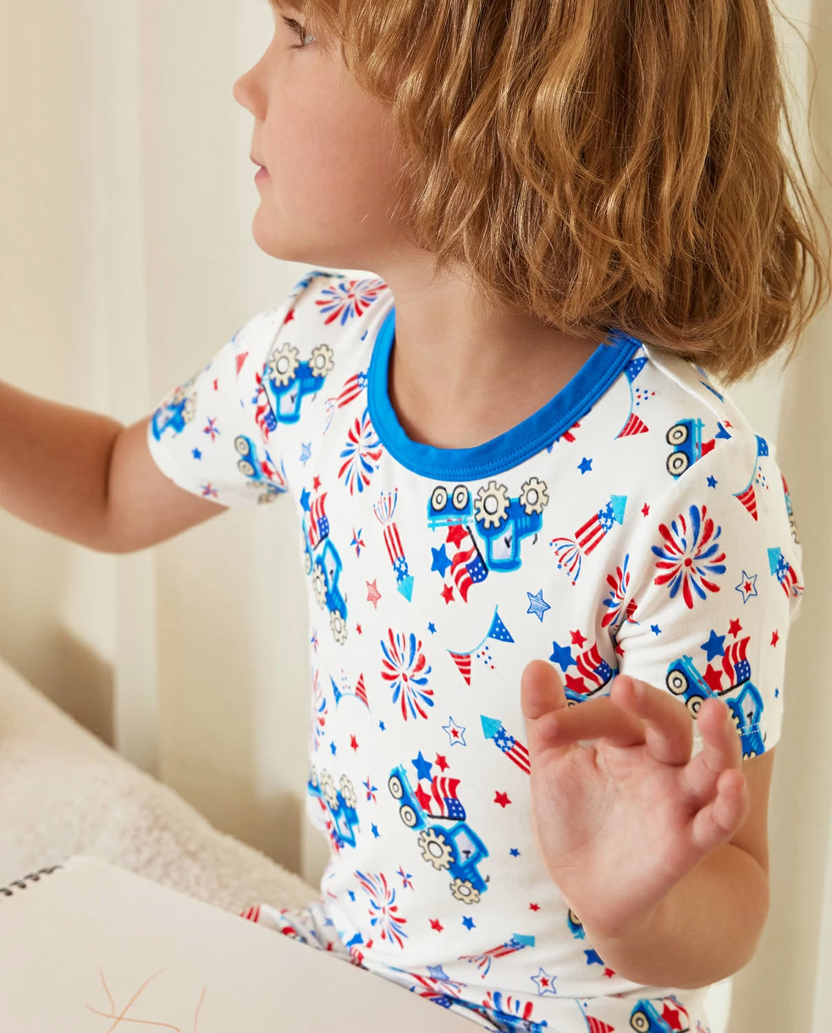Independence Night Short Two-Piece Pajama Set, independence night bamboo long two piece pjs lifestyle 04