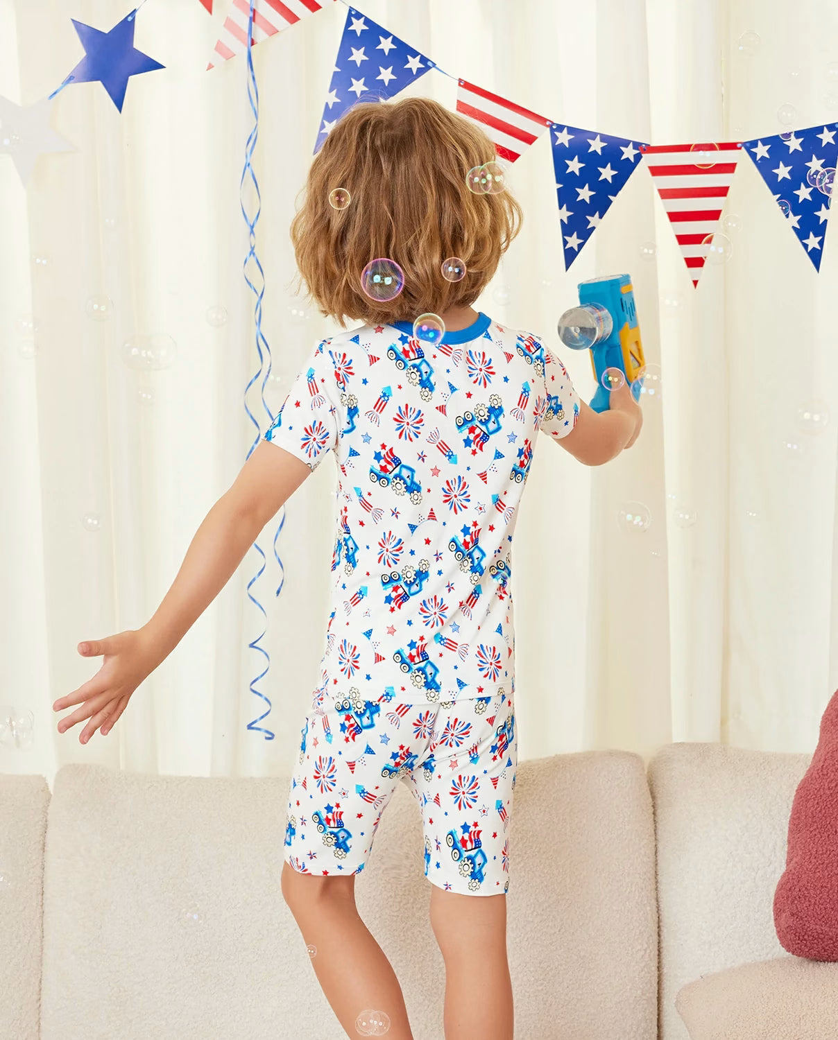 Independence Night Short Two-Piece Pajama Set, independence night bamboo long two piece pjs lifestyle 12