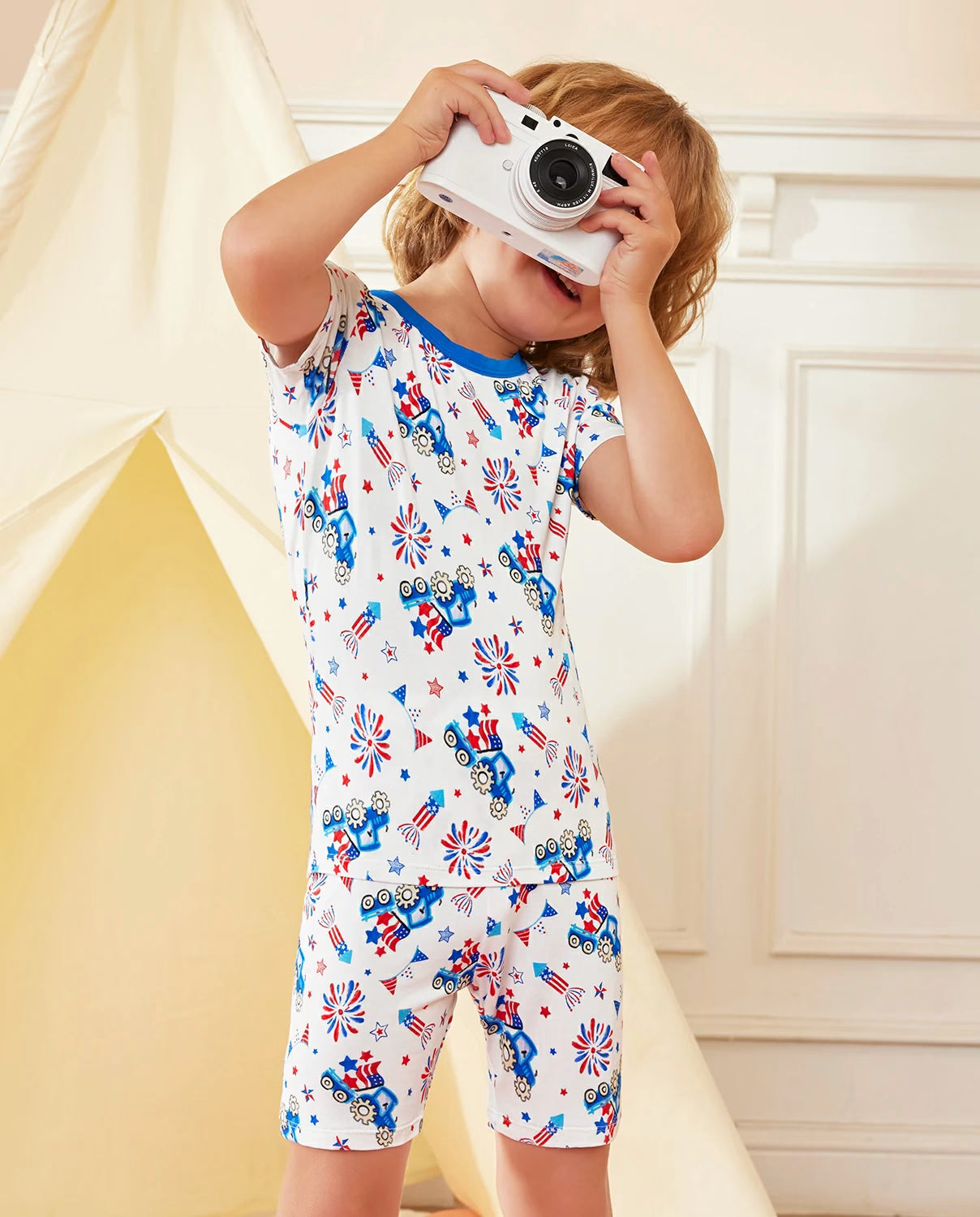 Independence Night Short Two-Piece Pajama Set, independence night bamboo short two piece pjs lifestyle 08