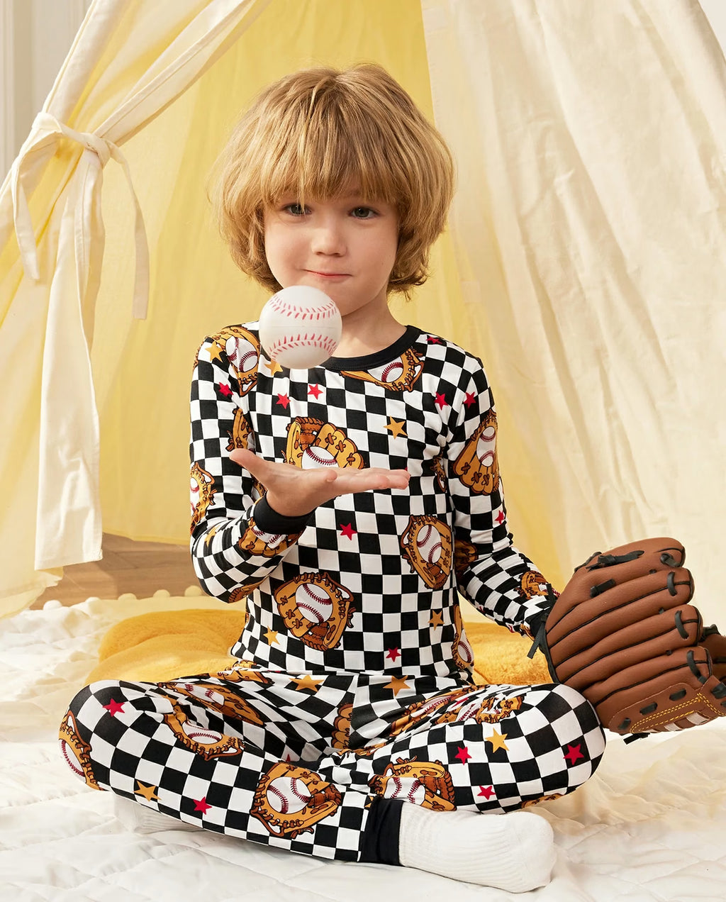 Junior Mitt Long Two-Piece Pajama Set, junior mitt bamboo two piece pjs lifestyle 1
