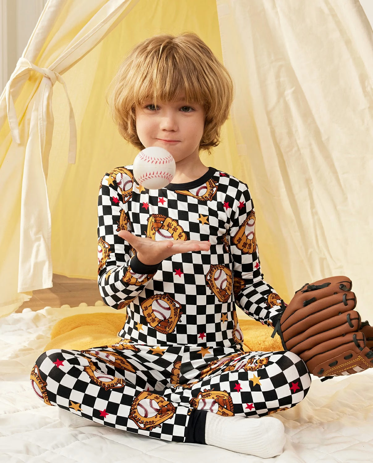 Junior Mitt Long Two-Piece Pajama Set, junior mitt bamboo two piece pjs lifestyle 1