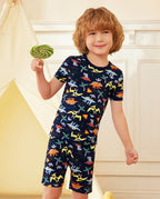 Jurassic Jamboree Short Two-Piece Pajama Set, jurassic jamboree bamboo long two piece pjs lifestyle 08