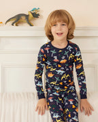 Jurassic Jamboree Long Two-Piece Pajama Set, jurassic jamboree bamboo two piece pjs lifestyle 6