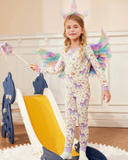 Lavender Unicorn Long Two-Piece Pajama Set, lavender unicorn bamboo two piece pjs lifestyle 2