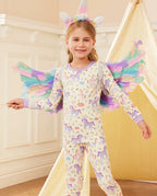Lavender Unicorn Long Two-Piece Pajama Set, lavender unicorn bamboo two piece pjs lifestyle 3