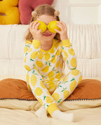 Lemon Tree Long Two-Piece Pajama Set, lemon tree bamboo two piece pjs lifestyle 3