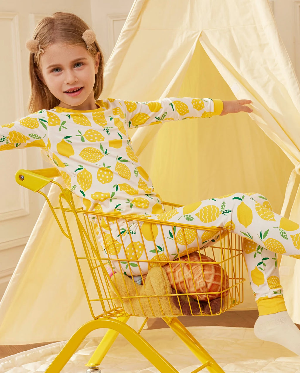 Lemon Tree Long Two-Piece Pajama Set, lemon tree bamboo two piece pjs lifestyle 7