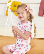 Little Ballerina Short Two-Piece Pajama Set, little ballerina bamboo short two piece pjs lifestyle 01