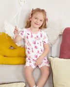Little Ballerina Short Two-Piece Pajama Set, little ballerina bamboo short two piece pjs lifestyle 04