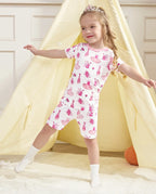Little Ballerina Short Two-Piece Pajama Set, little ballerina bamboo short two piece pjs lifestyle 07