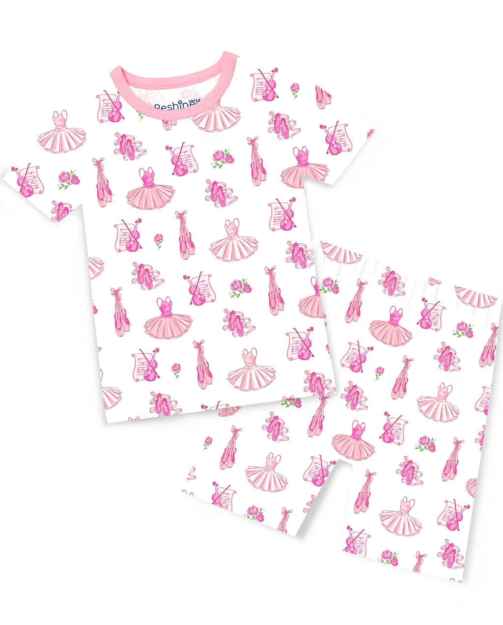 Little Ballerina Short Two-Piece Pajama Set, little ballerina bamboo short two piece pjs main