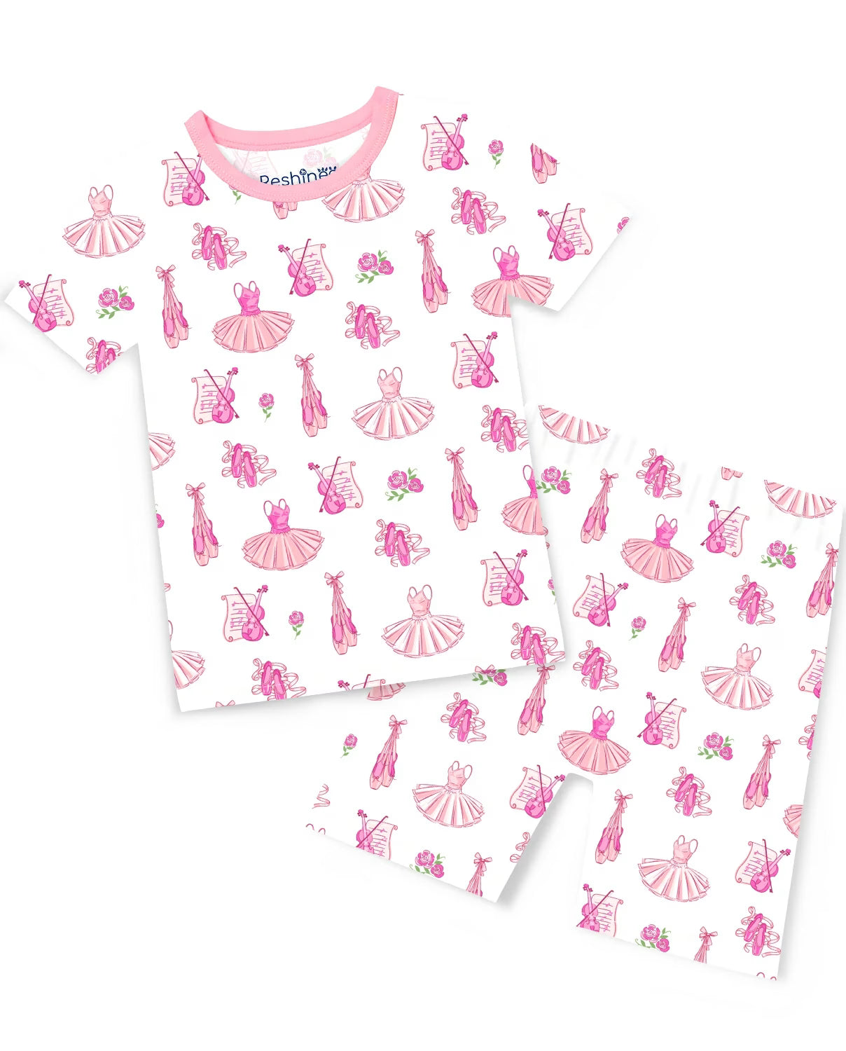 Little Ballerina Short Two-Piece Pajama Set, little ballerina bamboo short two piece pjs main