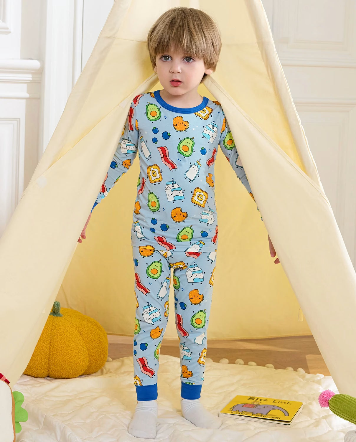 Little Breakfast Long Two-Piece Pajama Set, little breakfast bamboo two piece pjs lifestyle 2