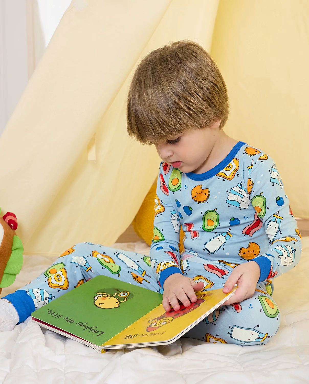 Little Breakfast Long Two-Piece Pajama Set, little breakfast bamboo two piece pjs lifestyle 3