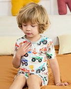 Little Trucks Short Two-Piece Pajama Set, little trucks short two piece pajama set lifestyle 04