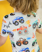 Little Trucks Short Two-Piece Pajama Set, little trucks short two piece pajama set lifestyle 07