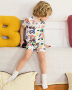 Little Trucks Short Two-Piece Pajama Set, little trucks short two piece pajama set lifestyle 11
