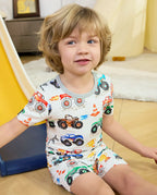 Little Trucks Short Two-Piece Pajama Set, little trucks short two piece pajama set lifestyle 12