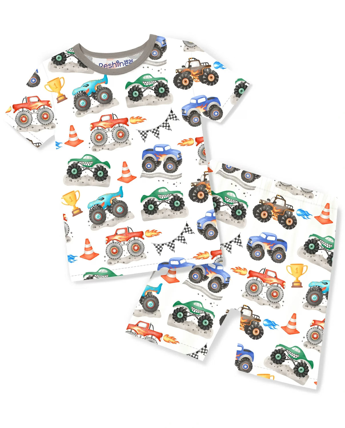 Little Trucks Short Two-Piece Pajama Set, little trucks short two piece pajama set main