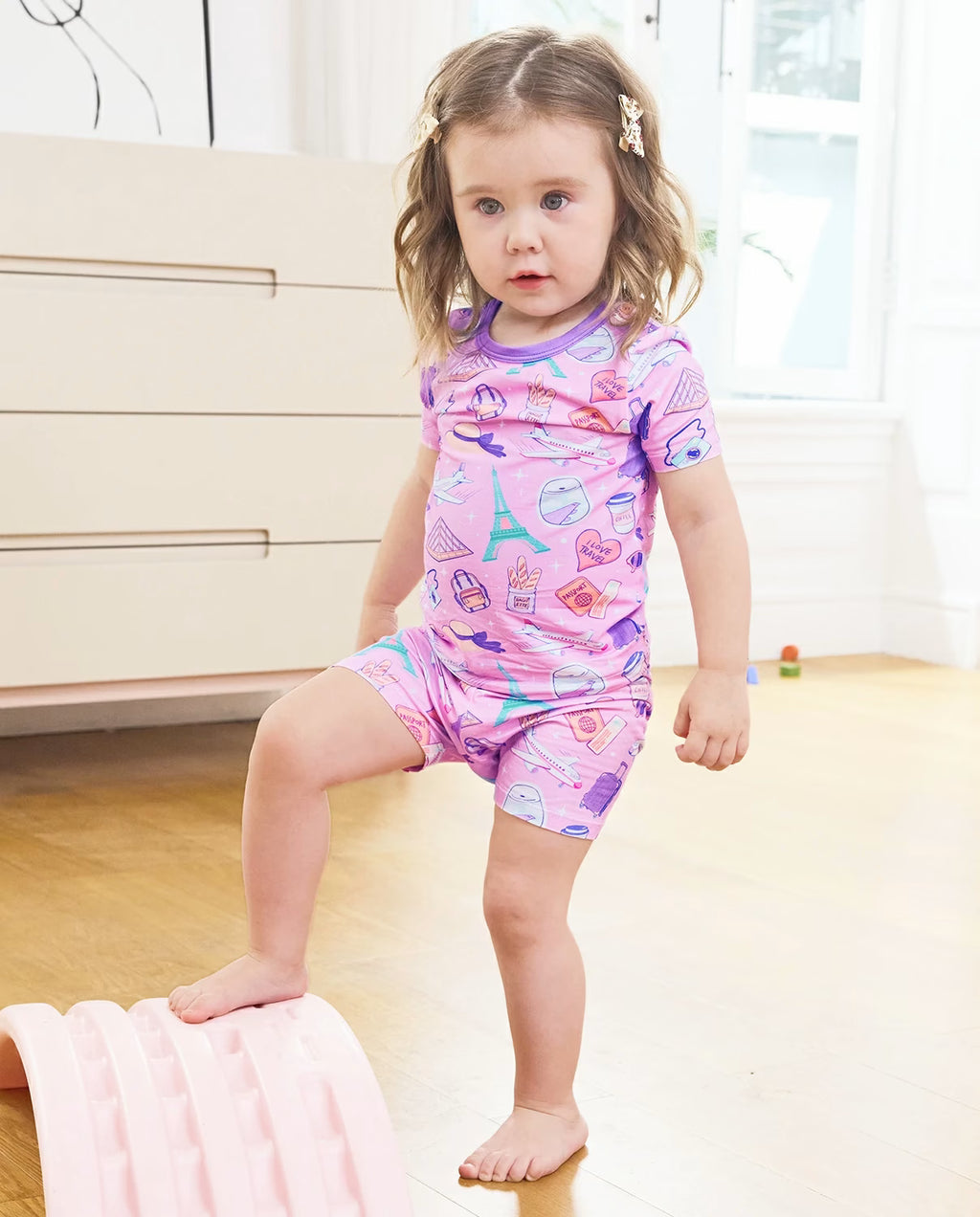Little Wanderer Short Two-Piece Pajama Set, little wanderer bamboo short two piece pjs lifestyle 04