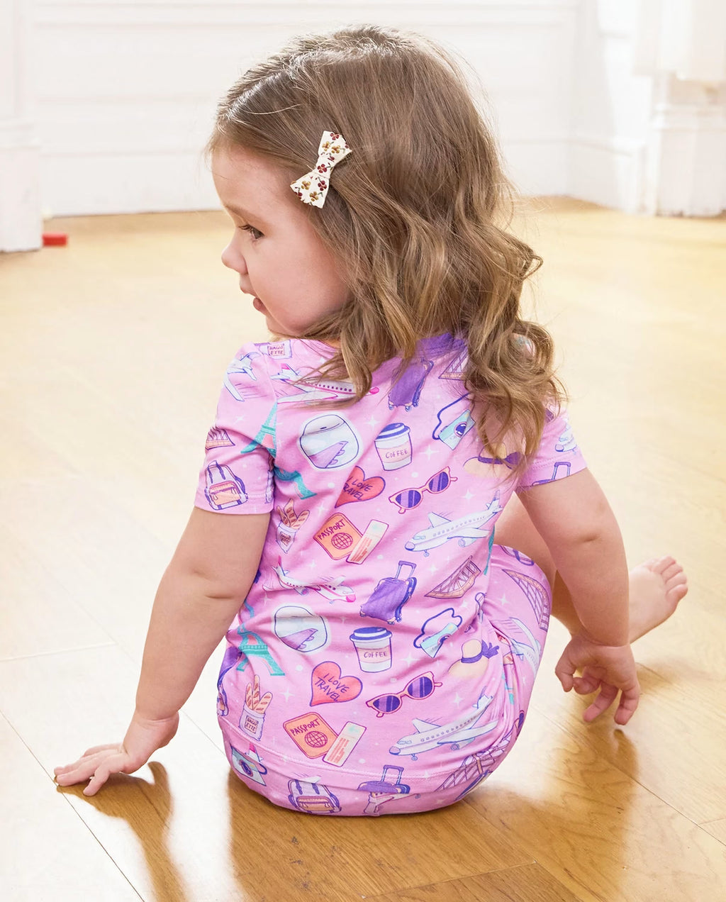 Little Wanderer Short Two-Piece Pajama Set, little wanderer bamboo short two piece pjs lifestyle 07