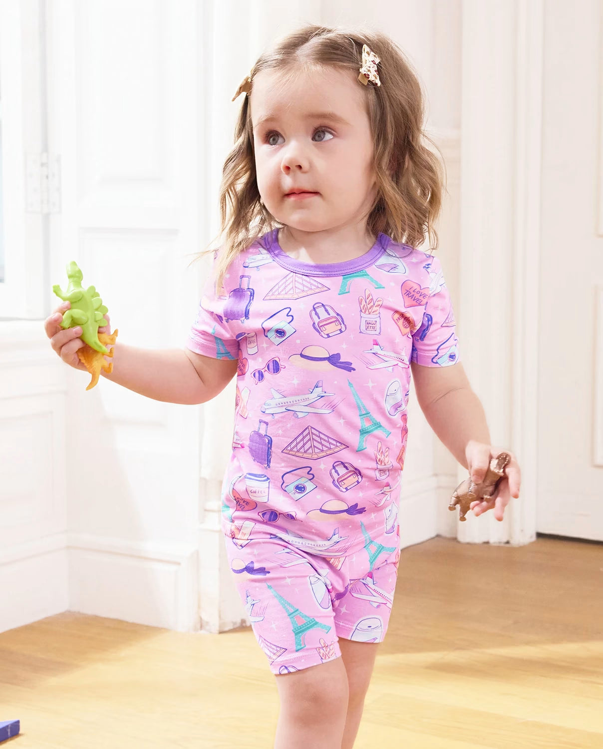 Little Wanderer Short Two-Piece Pajama Set, little wanderer bamboo short two piece pjs lifestyle 08