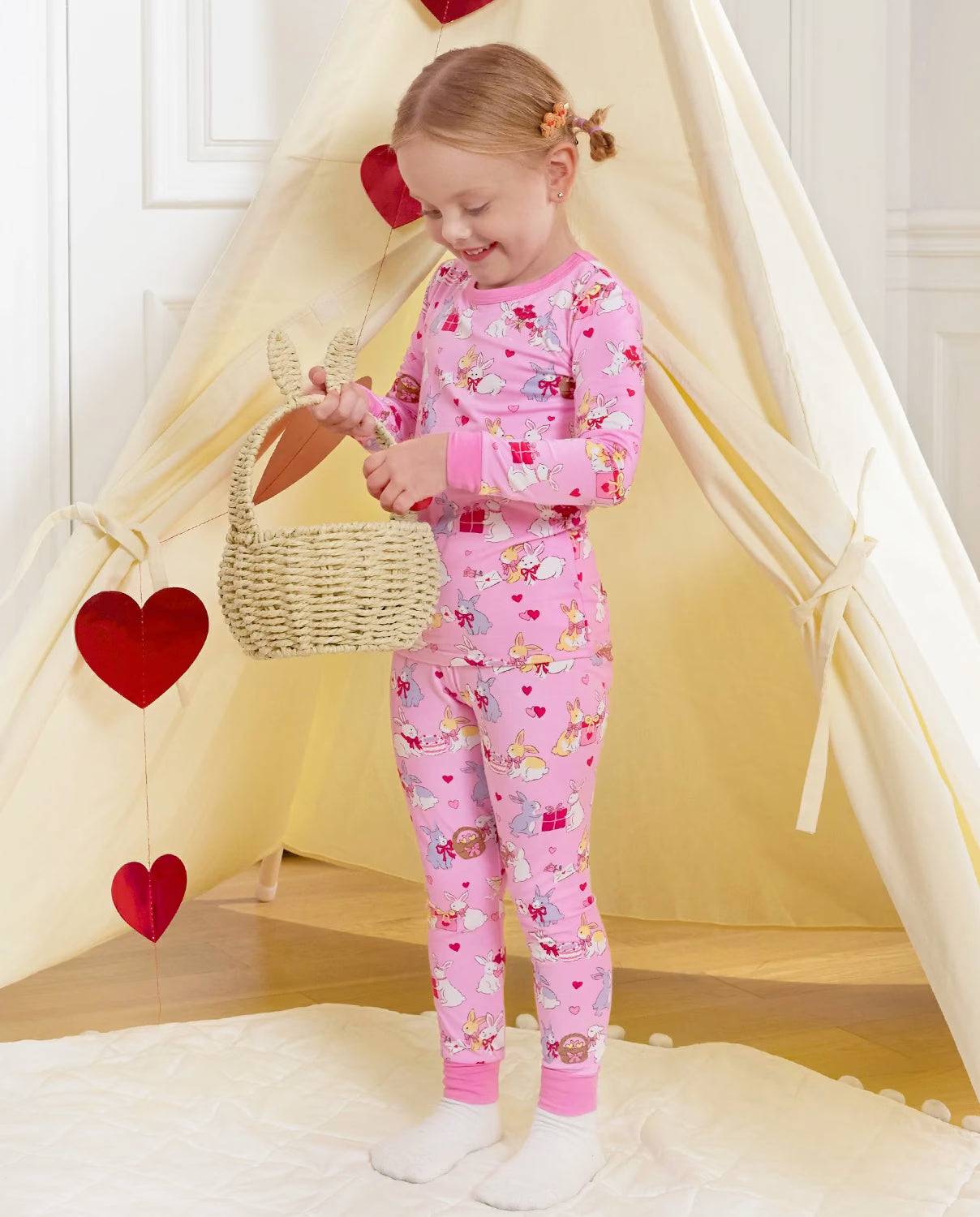 Love Buns Long Two-Piece Pajama Set, love buns bamboo two piece pjs lifestyle 1