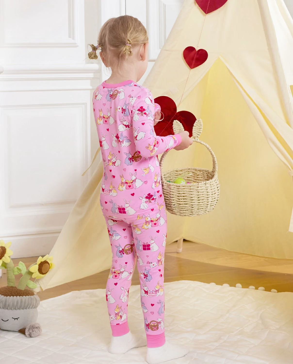 Love Buns Long Two-Piece Pajama Set, love buns bamboo two piece pjs lifestyle 3
