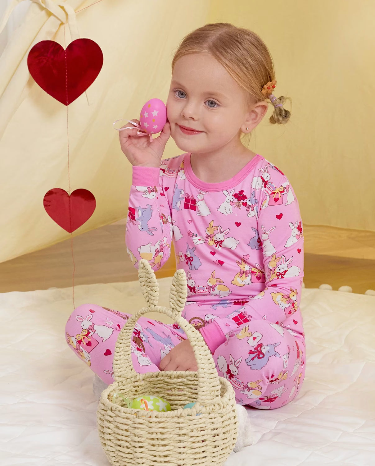 Love Buns Long Two-Piece Pajama Set, love buns bamboo two piece pjs lifestyle 4