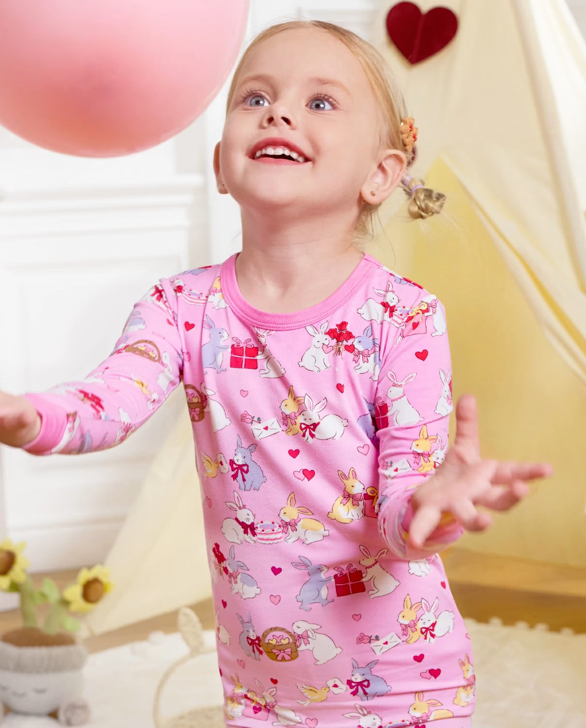 Love Buns Long Two-Piece Pajama Set, love buns bamboo two piece pjs lifestyle 7
