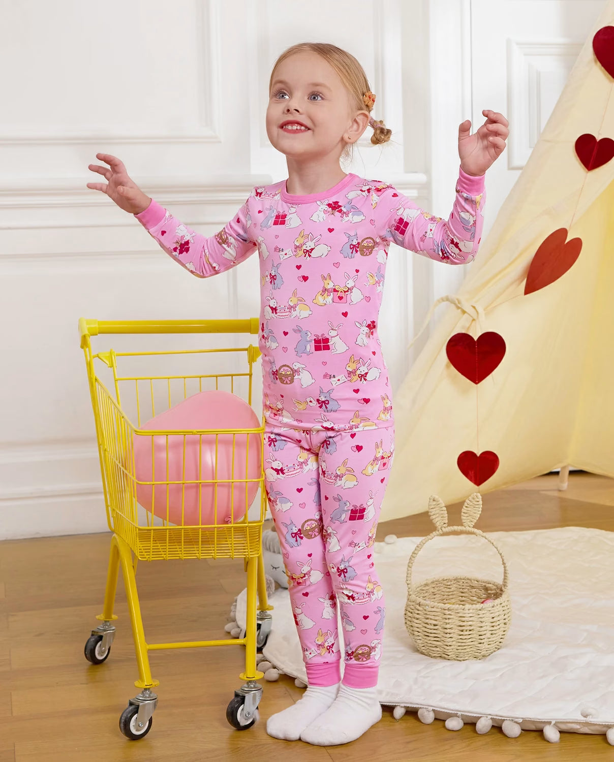 Love Buns Long Two-Piece Pajama Set, love buns bamboo two piece pjs lifestyle 8