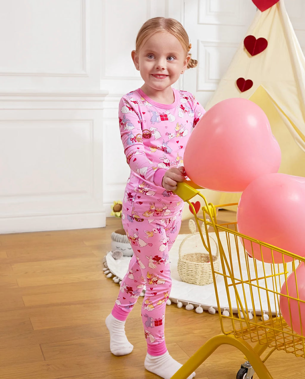 Love Buns Long Two-Piece Pajama Set, love buns bamboo two piece pjs lifestyle 9