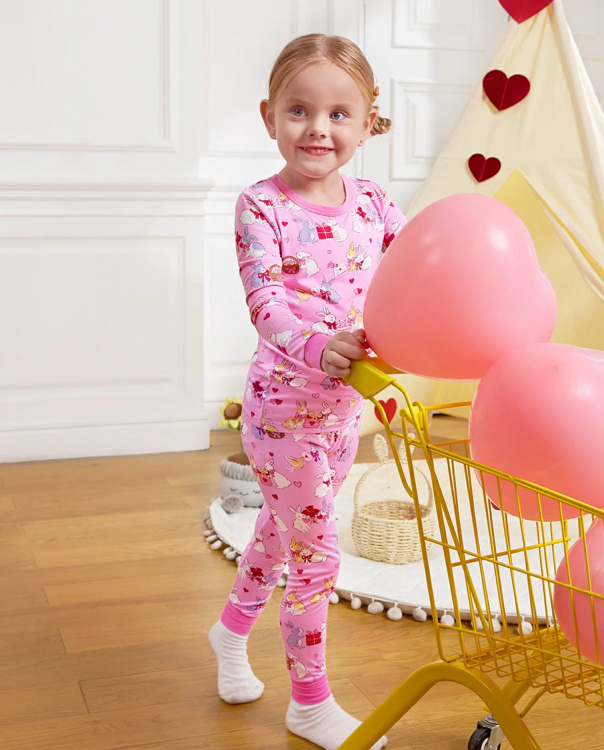 Love Buns Long Two-Piece Pajama Set, love buns bamboo two piece pjs lifestyle 9