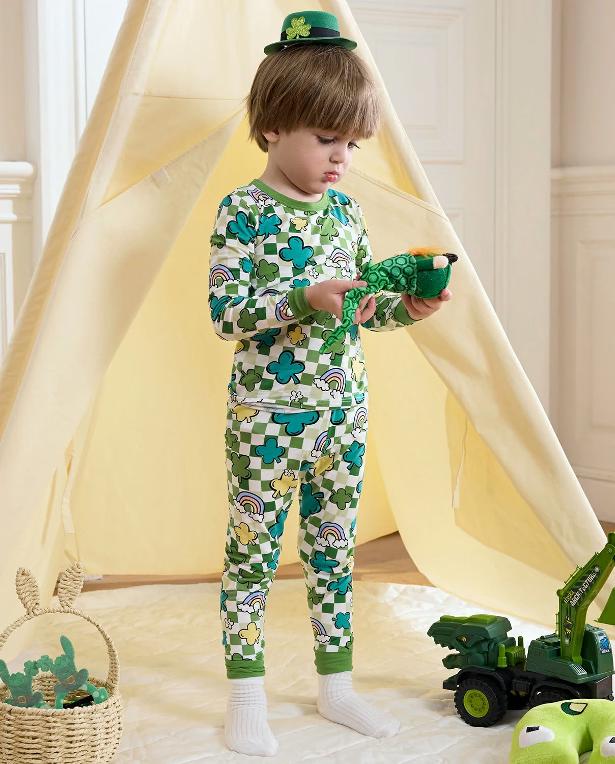 Lucky Little One Long Two-Piece Pajama Set, lucky little one bamboo two piece pjs lifestyle 2