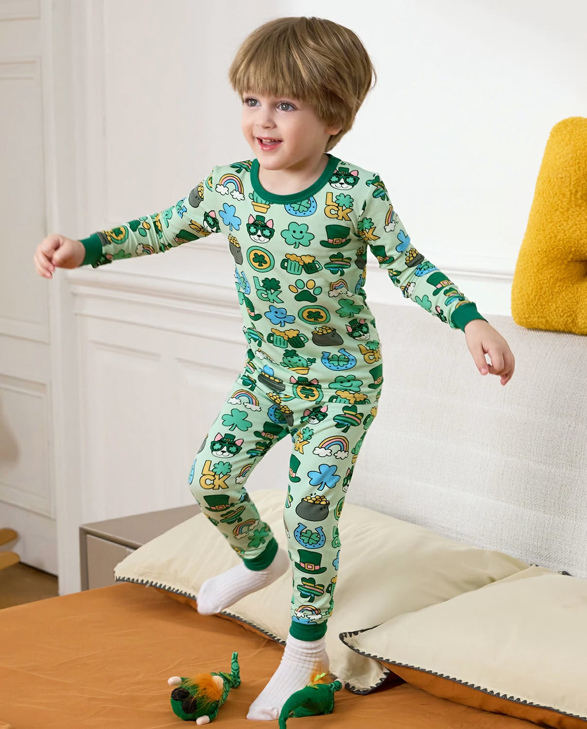 Lucky You! Long Two-Piece Pajama Set, lucky you bamboo two piece pjs lifestyle 3