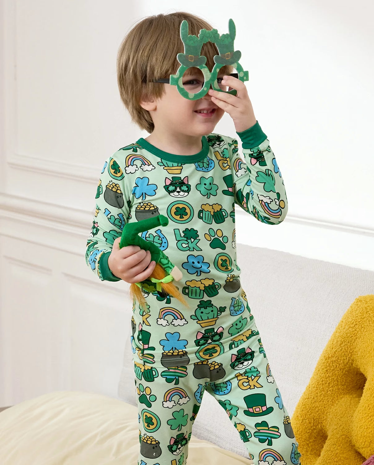 Lucky You! Long Two-Piece Pajama Set, lucky you bamboo two piece pjs lifestyle 5