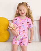 Mermaid Friends Short Two-Piece Pajama Set, mermaid friends bamboo short two piece pjs lifestyle 08