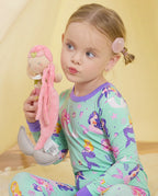Mermaid Melody Long Two-Piece Pajama Set, mermaid melody bamboo two piece pjs lifestyle 5