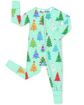 Merry Trees Bamboo Zippy flat lay on a white background with one open foot cuff and one covered foot