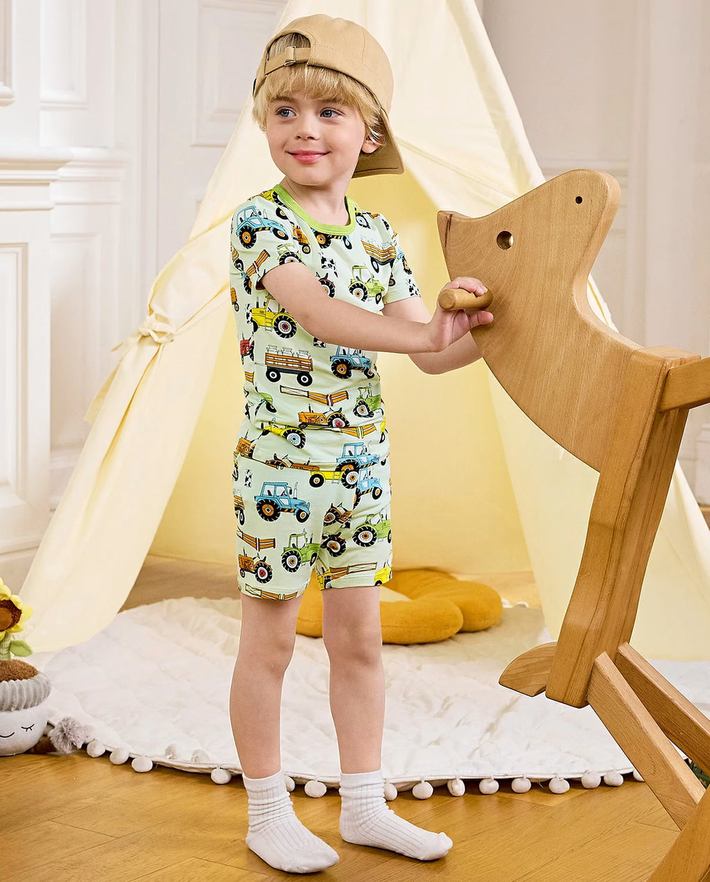 Milk Jug Movers Short Two-Piece Pajama Set, milk jug movers bamboo short two piece pjs lifestyle 04