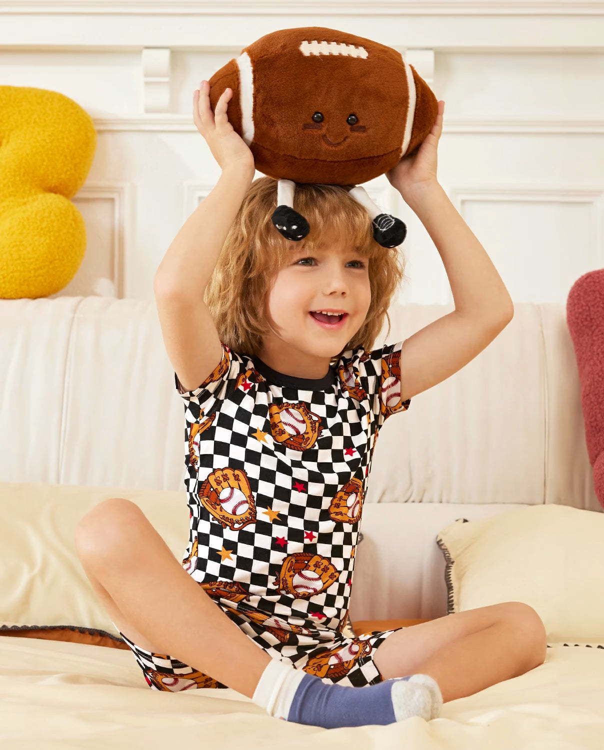 Mini Catcher Short Two-Piece Pajama Set, mini catcher bamboo short two piece pjs lifestyle 10