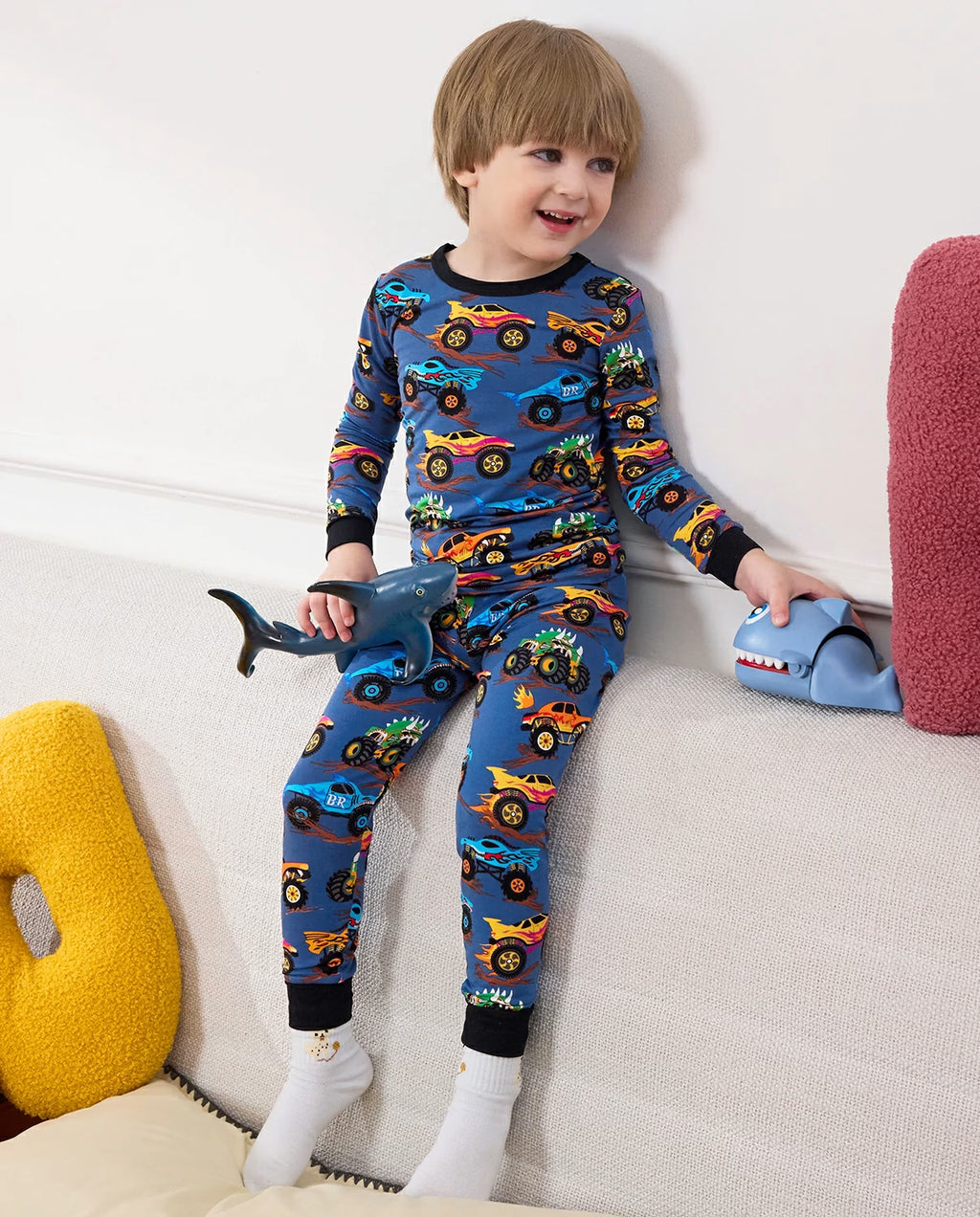Monster Drive Long Two-Piece Pajama Set, monster drive club bamboo two piece pjs lifestyle 1