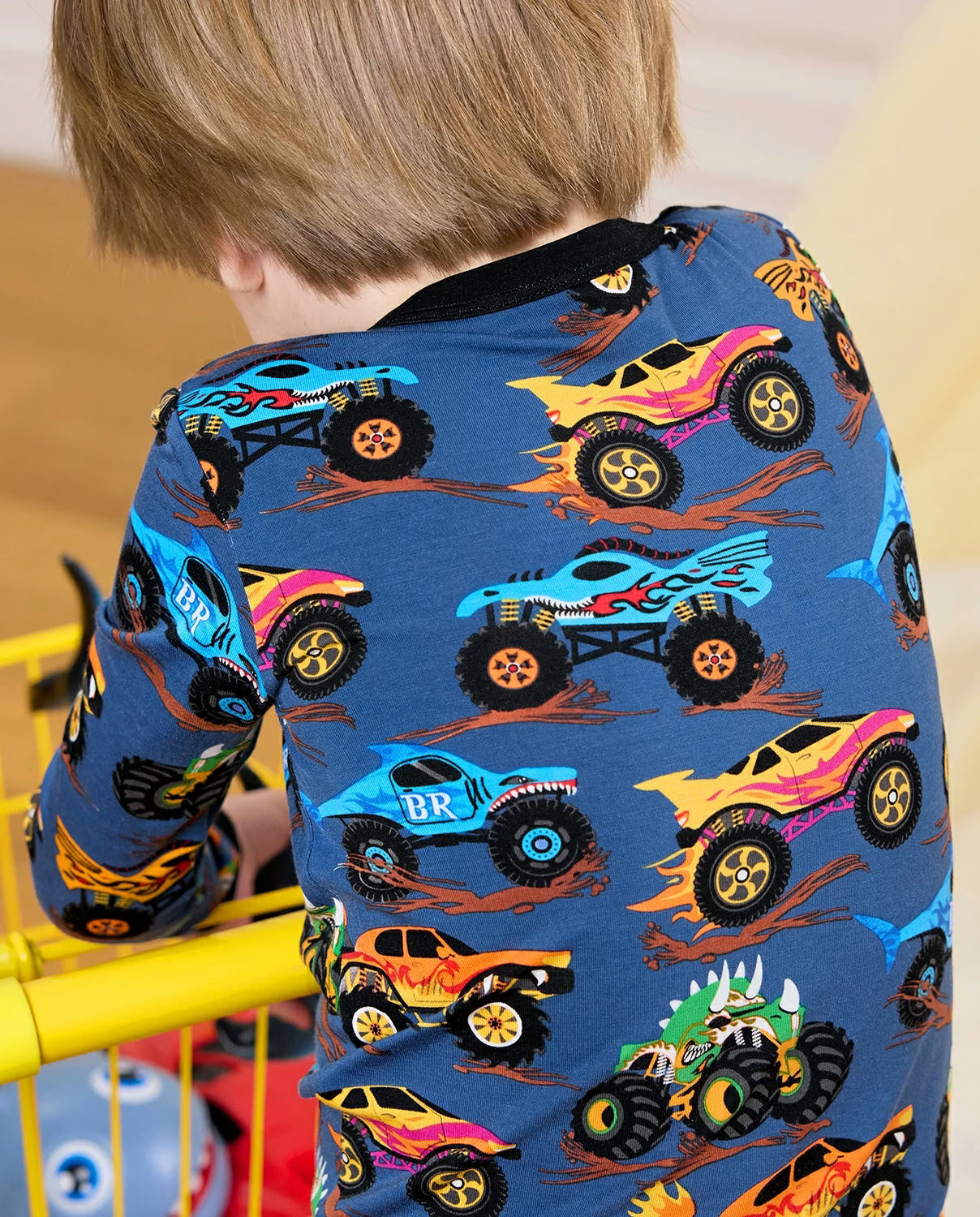 Monster Drive Long Two-Piece Pajama Set, monster drive club bamboo two piece pjs lifestyle 2
