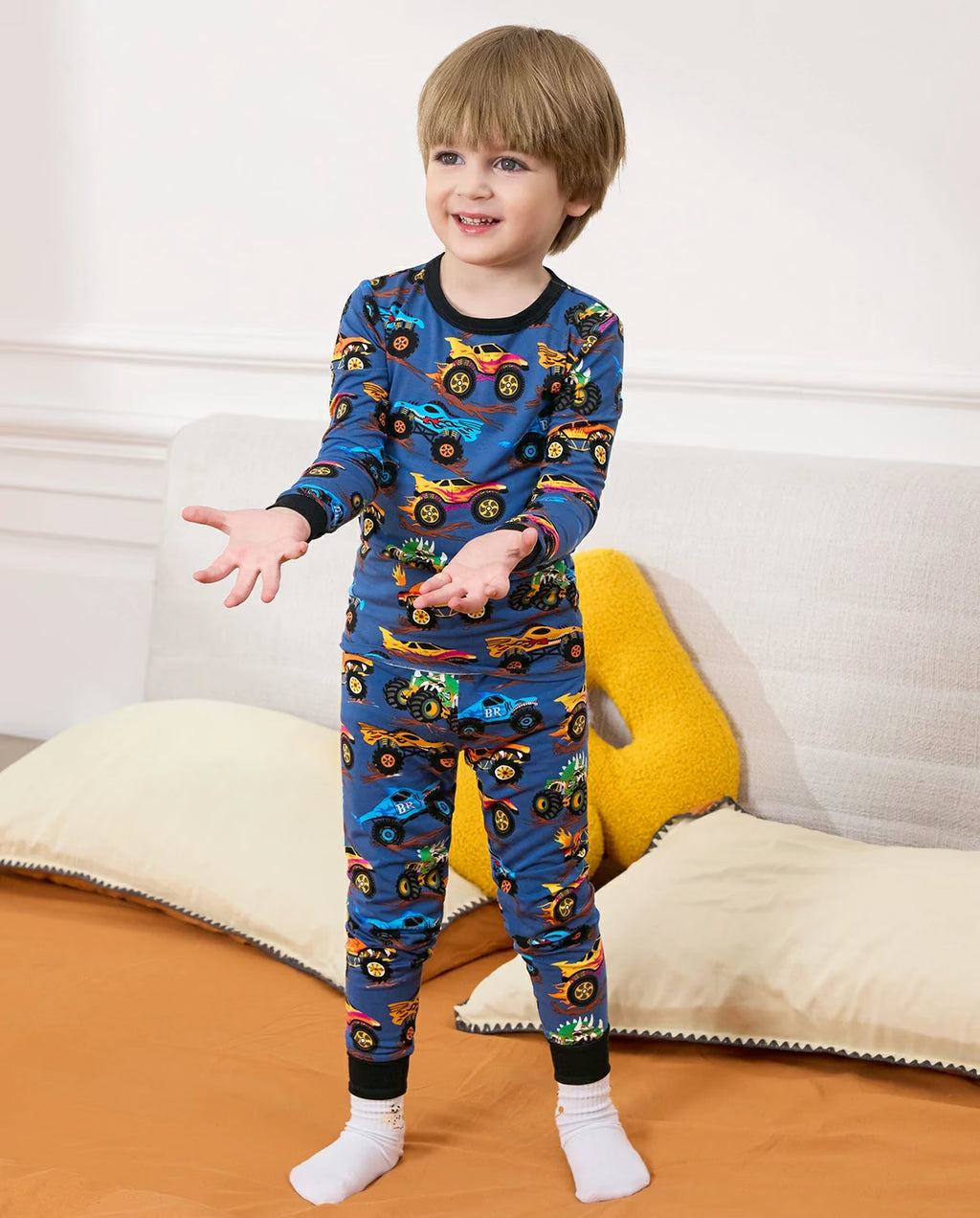 Monster Drive Long Two-Piece Pajama Set, monster drive club bamboo two piece pjs lifestyle 5
