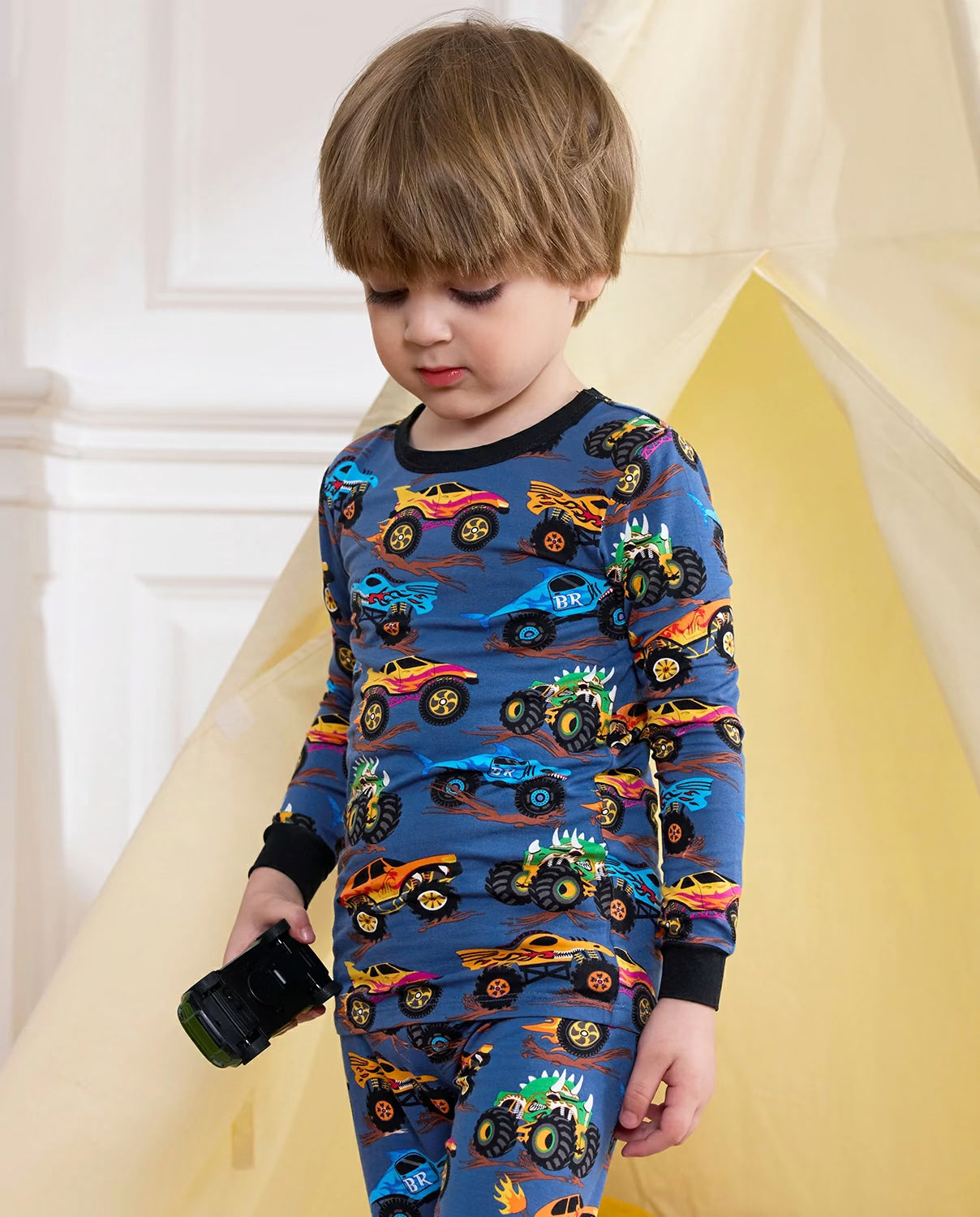 Monster Drive Long Two-Piece Pajama Set, monster drive club bamboo two piece pjs lifestyle 8